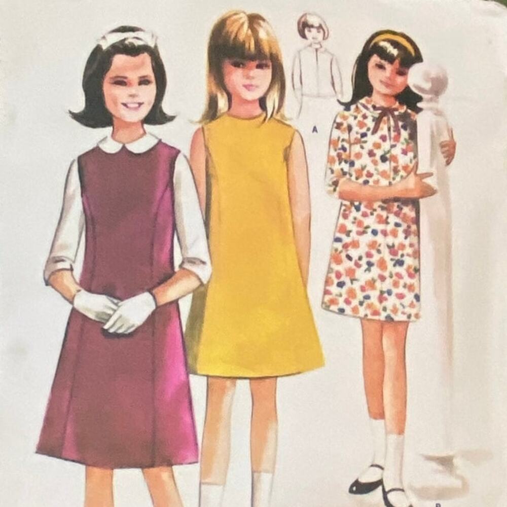 Vtg McCalls 7864 Dress Jumper Blouse Pattern 10 Girl 1965 Variation Shirt Top